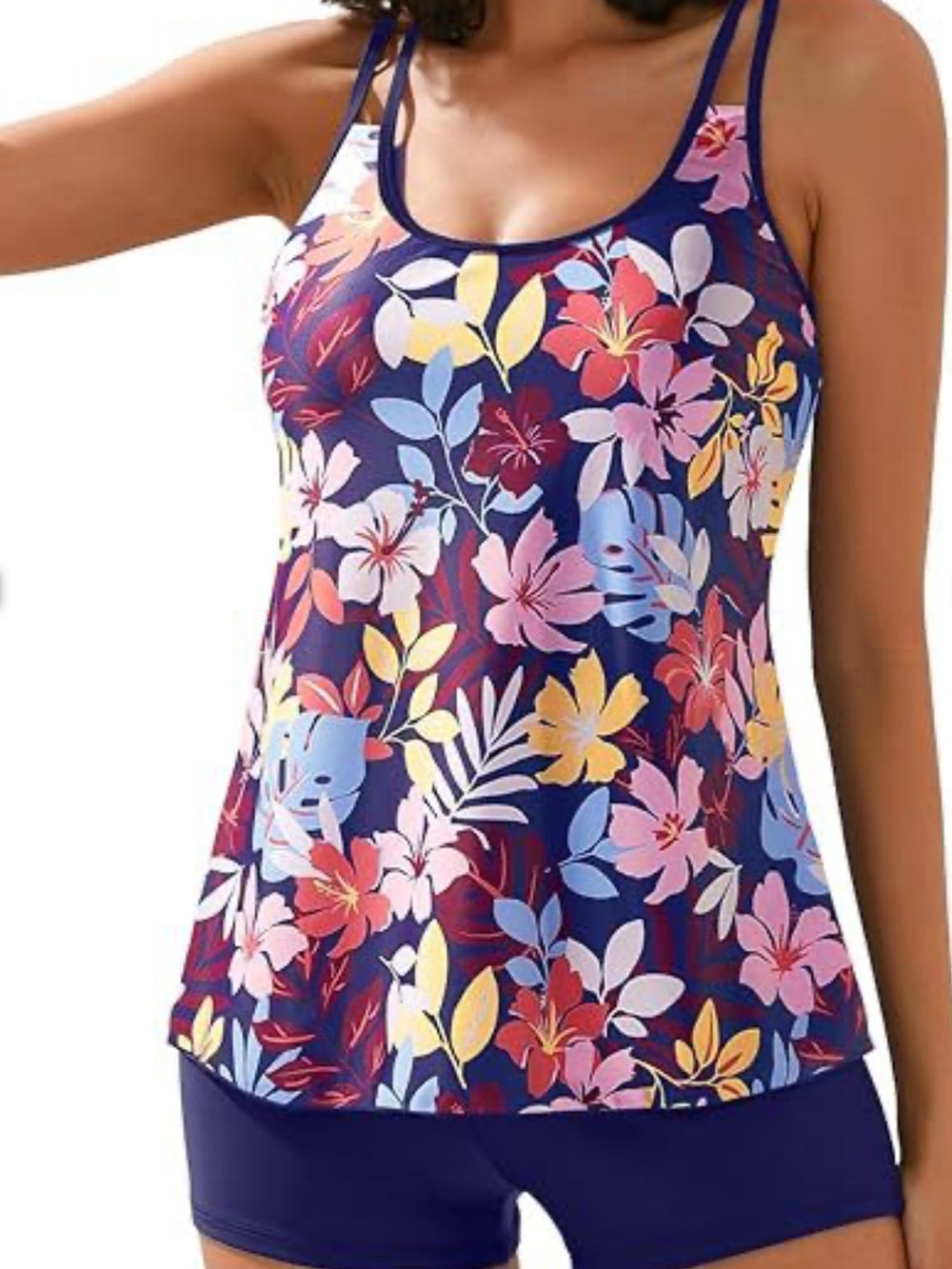 Women’s Navy Floral Scoop Swim Coverup Tankini